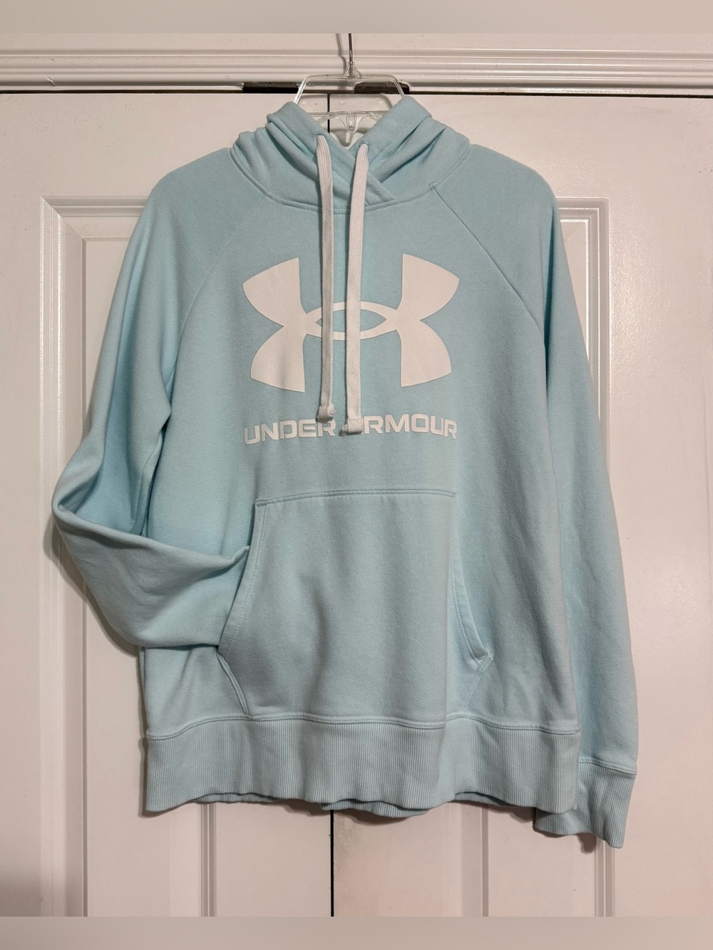 Under Armor SZ SM Light Blue Baby Blue Sweatshirt Hoodie Logo Loose fit